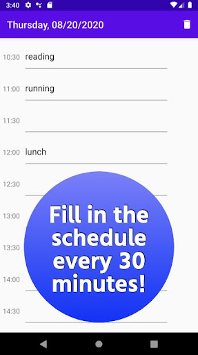 Time Schedule Screen 2