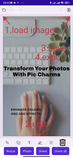 Android application PicCharms screenshort