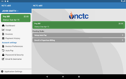 NCTC eBill Screenshot