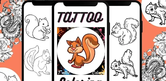 Tattoo Squirrel Coloring Book