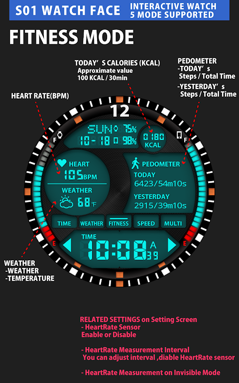 S01 WatchFace for Android Wearのおすすめ画像5