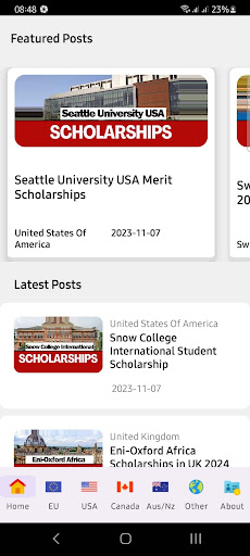 Android application Scholarships Worldwide screenshort