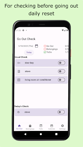 Android application GoOut Checker screenshort
