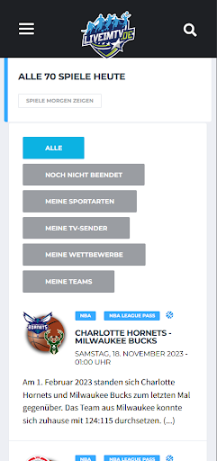 Live im TV - Sport Live Screen 2