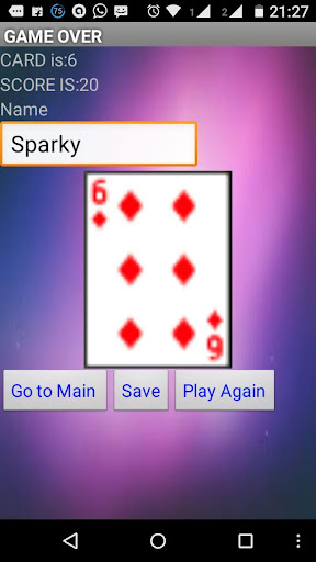 HIGHER OR LOWER CARD Screen 3