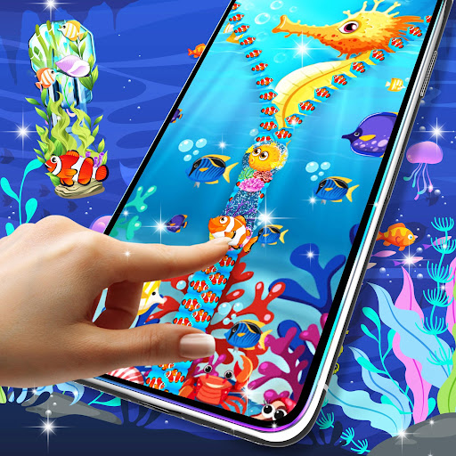 Android application Fish zipper lock screen screenshort
