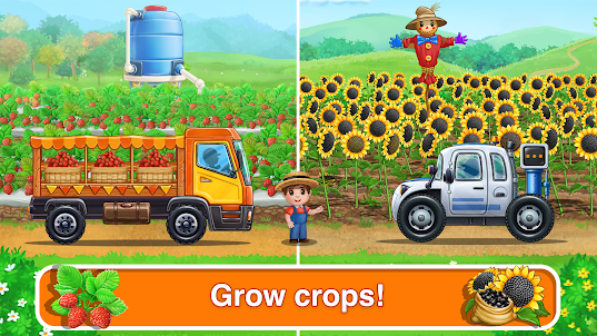 Tractor, car: kids farm games