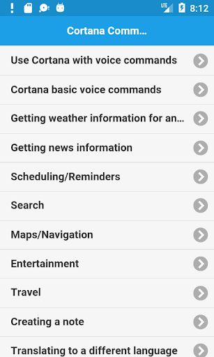 Android application Voice Commands for Cortana screenshort