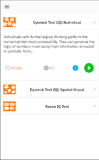 Android application IQ tests screenshort