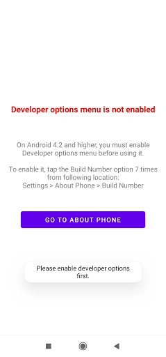 Developer Options Shortcut Screen 3