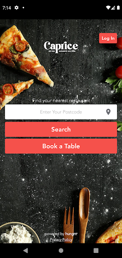 Android application Caprice Restaurant screenshort