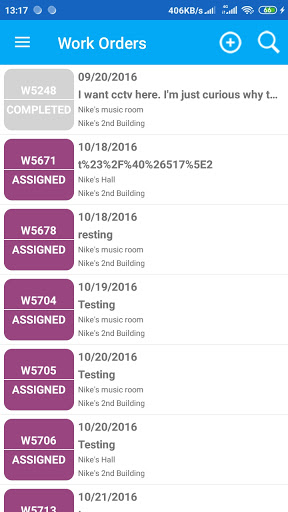 Work Order Screen 2