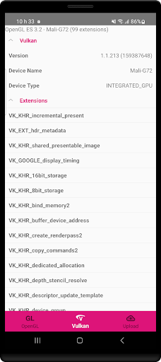 GLview Extensions Viewer Screen 2