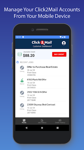 Android application Click2Mail Dashboard screenshort