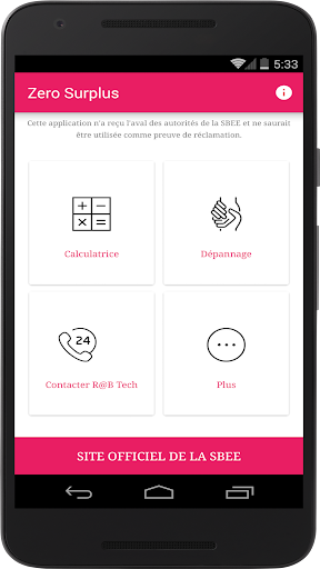 Android application ZERO SURPLUS FACTURE SBEE screenshort
