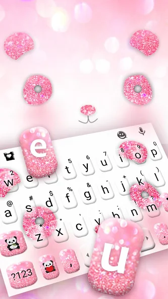 Glitter Pink Panda Keyboard Theme