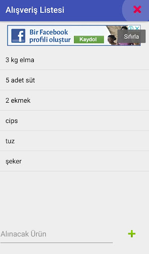 Alışveriş Listem Screen 2