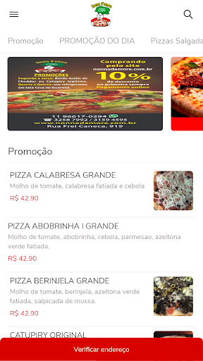Android application Pizzaria Nonna Damore screenshort
