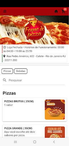 Android application Fome de Pizza screenshort