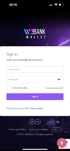 Android application Web3bank - Wallet screenshort