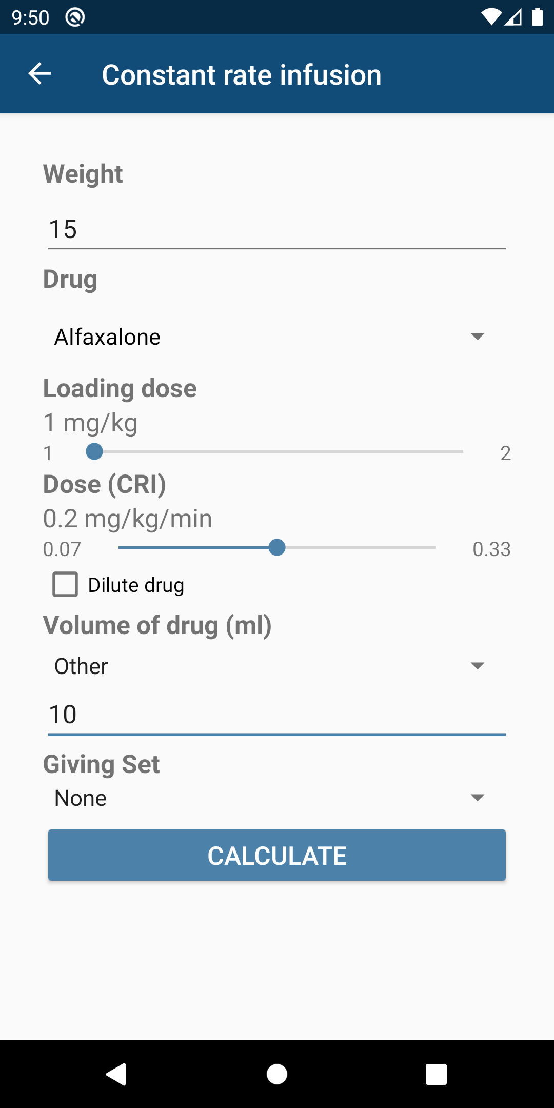 Android application Vet Calculator Plus screenshort