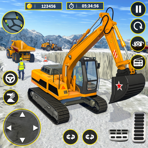 Snow Excavator Construction 3d logo