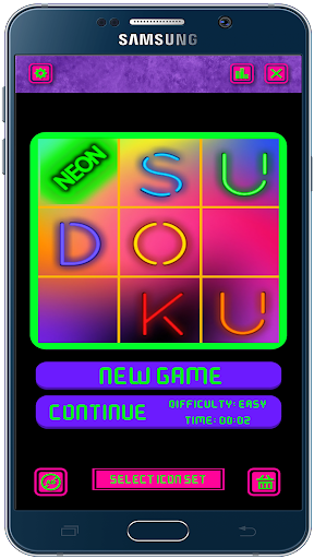 Android application Neon Sudoku screenshort
