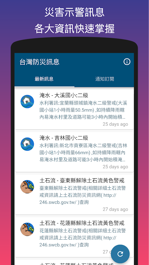 台灣防災訊息 - 即時通報訂閱系統のおすすめ画像1