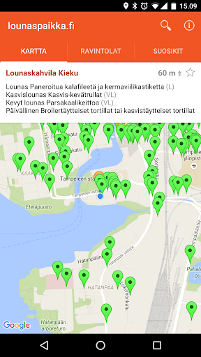 Android application lounaspaikka.fi screenshort