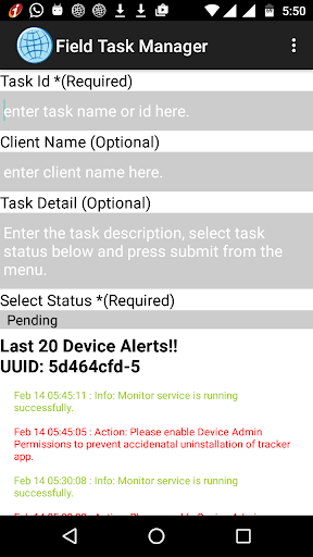 Android application MonitorFTM screenshort