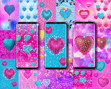 pink glitter heart backgrounds
