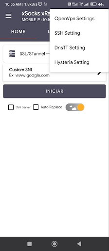 xSocks xRay (SSH/SSL/UDP/DNS) Screen 2