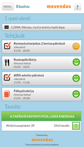 Android application Movendos mCoach screenshort