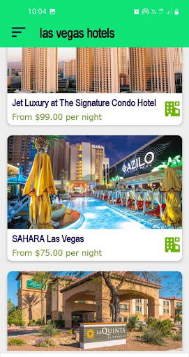 Android application hotels in las vegas screenshort