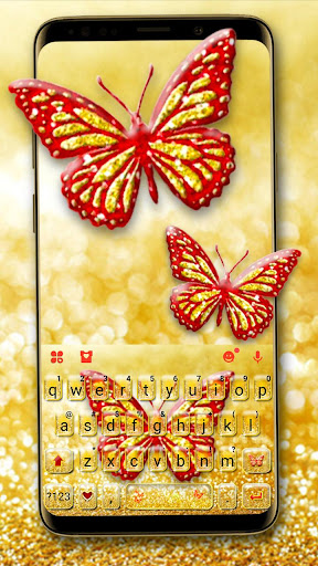 Android application Gold Glitter Butterfly Keyboar screenshort