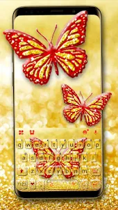 Gold Glitter Butterfly 主題鍵盤