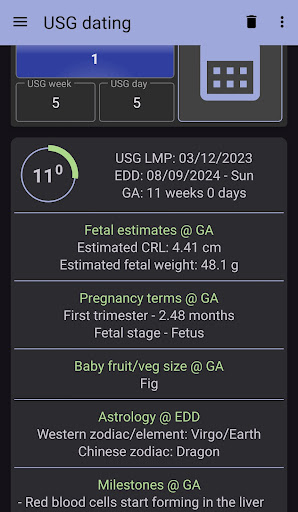 Gestational Age Calculator Screen 3