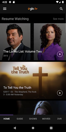 Screenshot of Glo Fiber TV