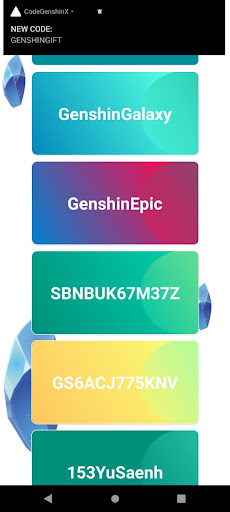 Android application CodeGenshinX: codes finder screenshort