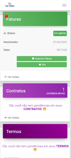 Android application Central do Assinante IGP Fibra screenshort