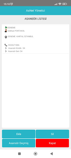 Android application AsNet Yönetici screenshort