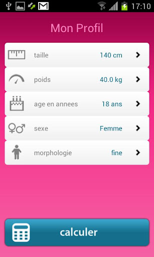 Calculez votre poids idéal Screen 2