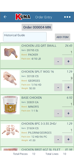 Android application Kuna Foodservice screenshort
