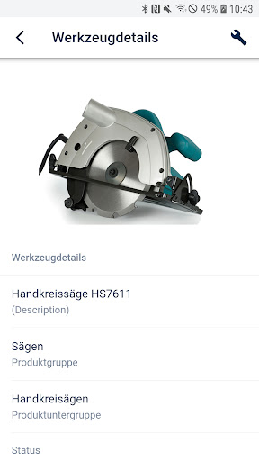 Tools management Screen 3