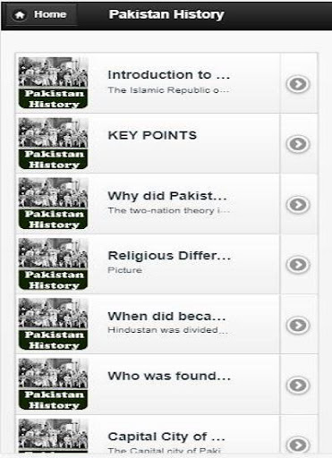 Android application Pakistan History screenshort