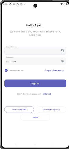 Android application Sevamn Provider screenshort