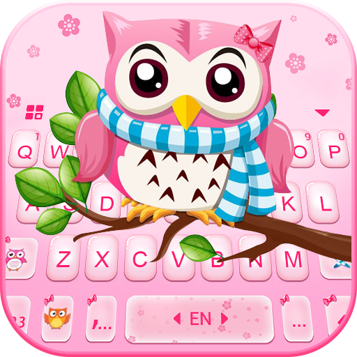 Pink Cute Owl Keyboard Theme  Icon