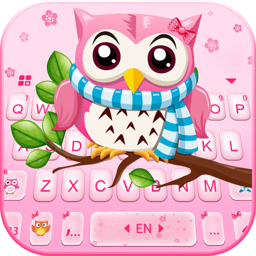 Pink Cute Owl Keyboard Theme logo