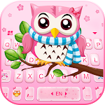 Cover Image of Download Pink Cute Owl Keyboard Theme  APK