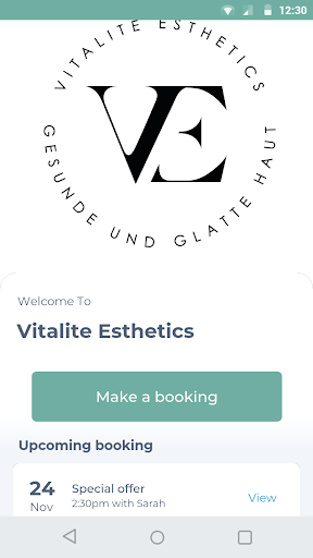Android application Vitalite Esthetics screenshort